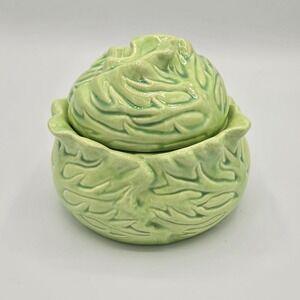 Vtg Holland Mold Ceramic Cabbage/Lettuce Bowl‎ W/Lid Serving Dish Mid Century